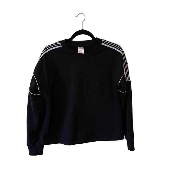 No Boundaries Tops - WARRIOR spell out No Boundaries L (11-13) black white long sleeve crop top cozy
